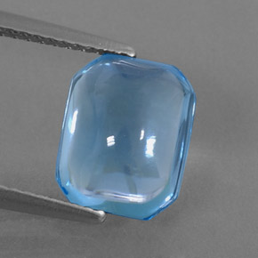 Topázio azul natural 3,90ct, corte esmeralda, transparente