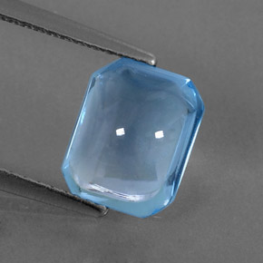 Topázio azul natural 3,08ct, corte esmeralda, transparente