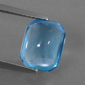 Topázio azul natural 3,45ct, corte esmeralda, transparente