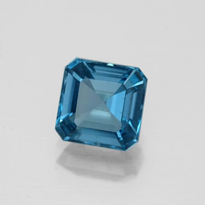 Topázio azul natural 1,40ct, corte esmeralda, VVS