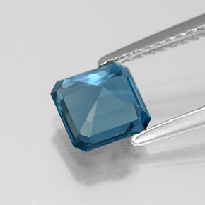 Topázio azul natural 1,40ct, corte esmeralda, VVS