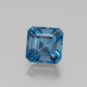 Topázio azul natural 1,43ct, corte esmeralda, VS