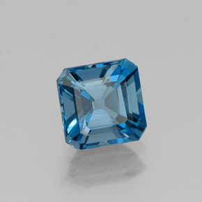 Topázio azul natural 1,43ct, corte esmeralda, VS