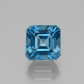 Topázio azul natural 1,71ct, corte esmeralda, VVS-VS