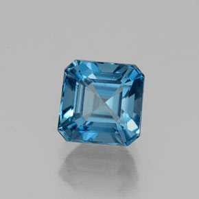 Topázio azul natural 1,71ct, corte esmeralda, VVS-VS