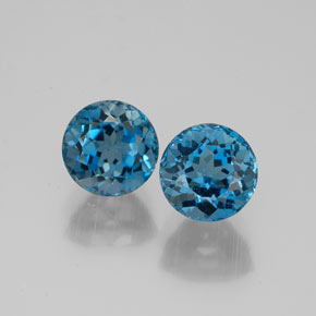 Pedras preciosas de topázio azul natural de  ct, corte redondo, VVS