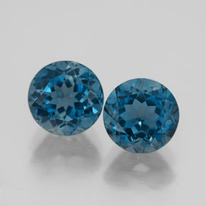Pedras preciosas de topázio azul natural de  ct, corte redondo, VVS-VS