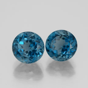 Pedras preciosas de topázio azul natural de  ct, corte redondo, VVS-VS