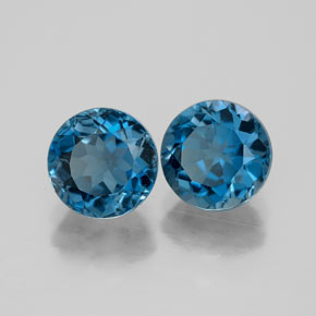 Pedras preciosas de topázio azul natural de  ct, corte redondo, VVS