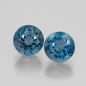 Pedras preciosas de topázio azul natural de  ct, corte redondo, VVS-VS