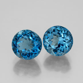 Pedras preciosas de topázio azul natural de  ct, corte redondo, VVS