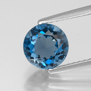 Topázio azul natural 1,74ct, corte redondo, VVS