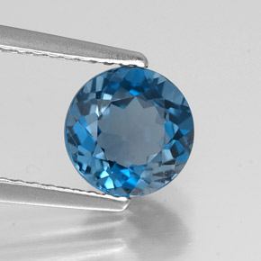 Topázio azul natural 1,74ct, corte redondo, VVS
