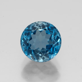 Topázio azul natural 1,92ct, corte redondo, VVS