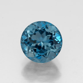 Topázio azul natural 1,90ct, corte redondo, VVS