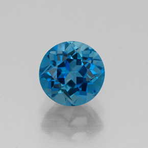 Topázio azul natural 1,21ct, corte redondo, VVS