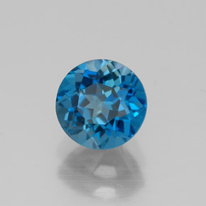 Topázio azul natural 1,21ct, corte redondo, VVS