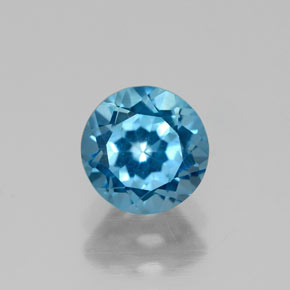 Topázio azul natural 1,12ct, corte redondo, VVS