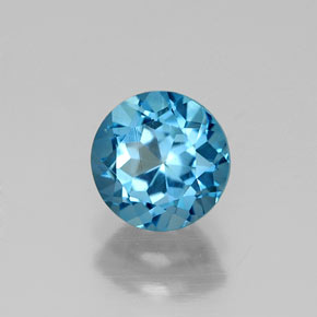 Topázio azul natural 1,12ct, corte redondo, VVS