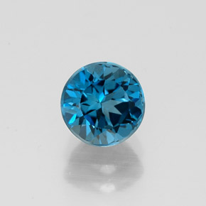 Topázio azul natural 1,33ct, corte redondo, VVS