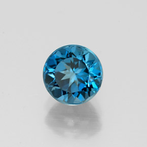 Topázio azul natural 1,33ct, corte redondo, VVS