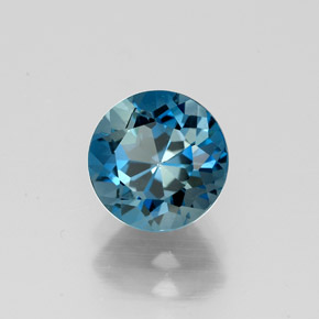 Topázio azul natural 1,78ct, corte redondo, VS