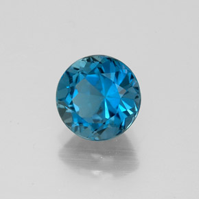 Topázio azul natural 1,68ct, corte redondo, VS