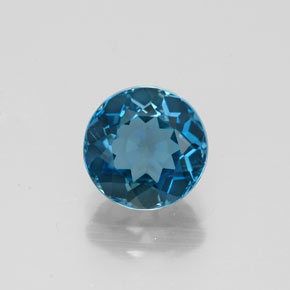 Topázio azul natural 1,74ct, corte redondo, VVS