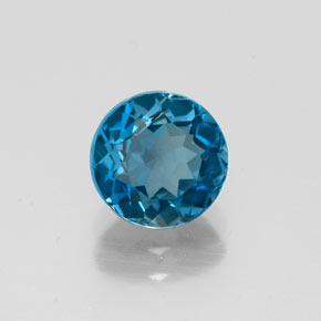 Topázio azul natural 1,74ct, corte redondo, VVS
