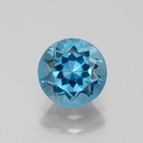 Topázio azul natural 1,60ct, corte redondo, VVS-VS