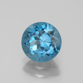 Topázio azul natural 1,60ct, corte redondo, VVS-VS