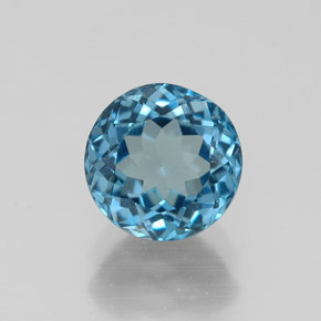 Topázio azul natural 1,85ct, corte redondo, VVS-VS
