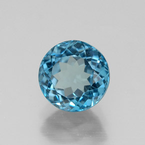 Topázio azul natural 1,85ct, corte redondo, VVS-VS