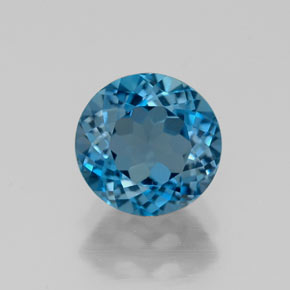 Topázio azul natural 1,72ct, corte redondo, VS