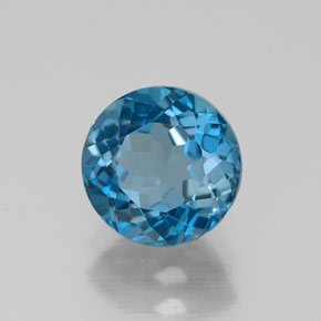 Topázio azul natural 1,72ct, corte redondo, VS