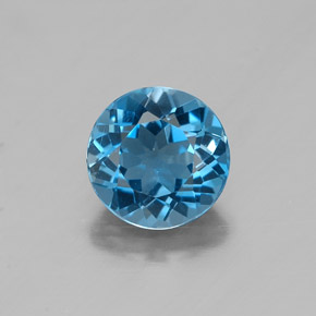 Topázio azul natural 1,46ct, corte redondo, VVS