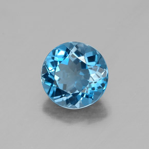 Topázio azul natural 1,46ct, corte redondo, VVS