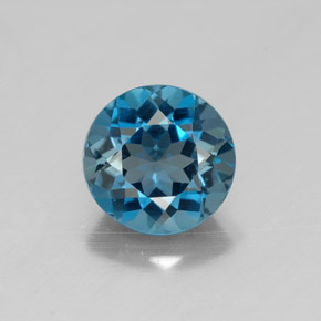 Topázio azul natural 1,55ct, corte redondo, VVS-VS