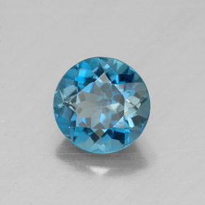 Topázio azul natural 1,55ct, corte redondo, VVS-VS