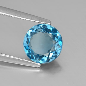 Topázio azul natural 1,40ct, corte redondo, VVS
