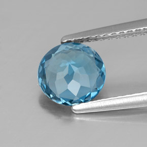 Topázio azul natural 1,40ct, corte redondo, VVS