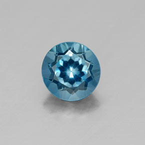 Topázio azul natural 1,06ct, corte redondo, VVS