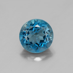 Topázio azul natural 1,56ct, corte redondo, VVS
