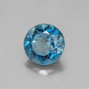 Topázio azul natural 1,56ct, corte redondo, VVS