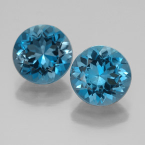 Pedras preciosas de topázio azul natural de  ct, corte redondo, VVS-VS