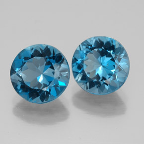 Pedras preciosas de topázio azul natural de  ct, corte redondo, VVS-VS