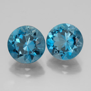 Pedras preciosas de topázio azul natural de  ct, corte redondo, VVS