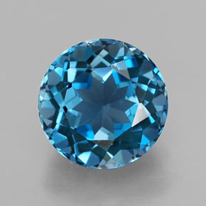 Topázio azul natural 2,86ct, corte redondo, VVS