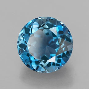 Topázio azul natural 2,86ct, corte redondo, VVS