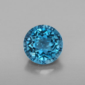 Topázio azul natural 2,60ct, corte redondo, VVS